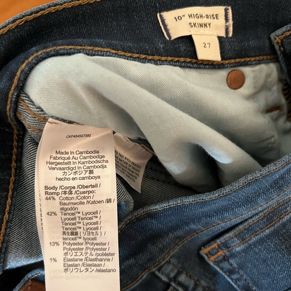 Madewell 10" High-Rise Skinny Jeans in Danny Wash: TENCEL Denim. Size 27. - Picture 10 of 11
